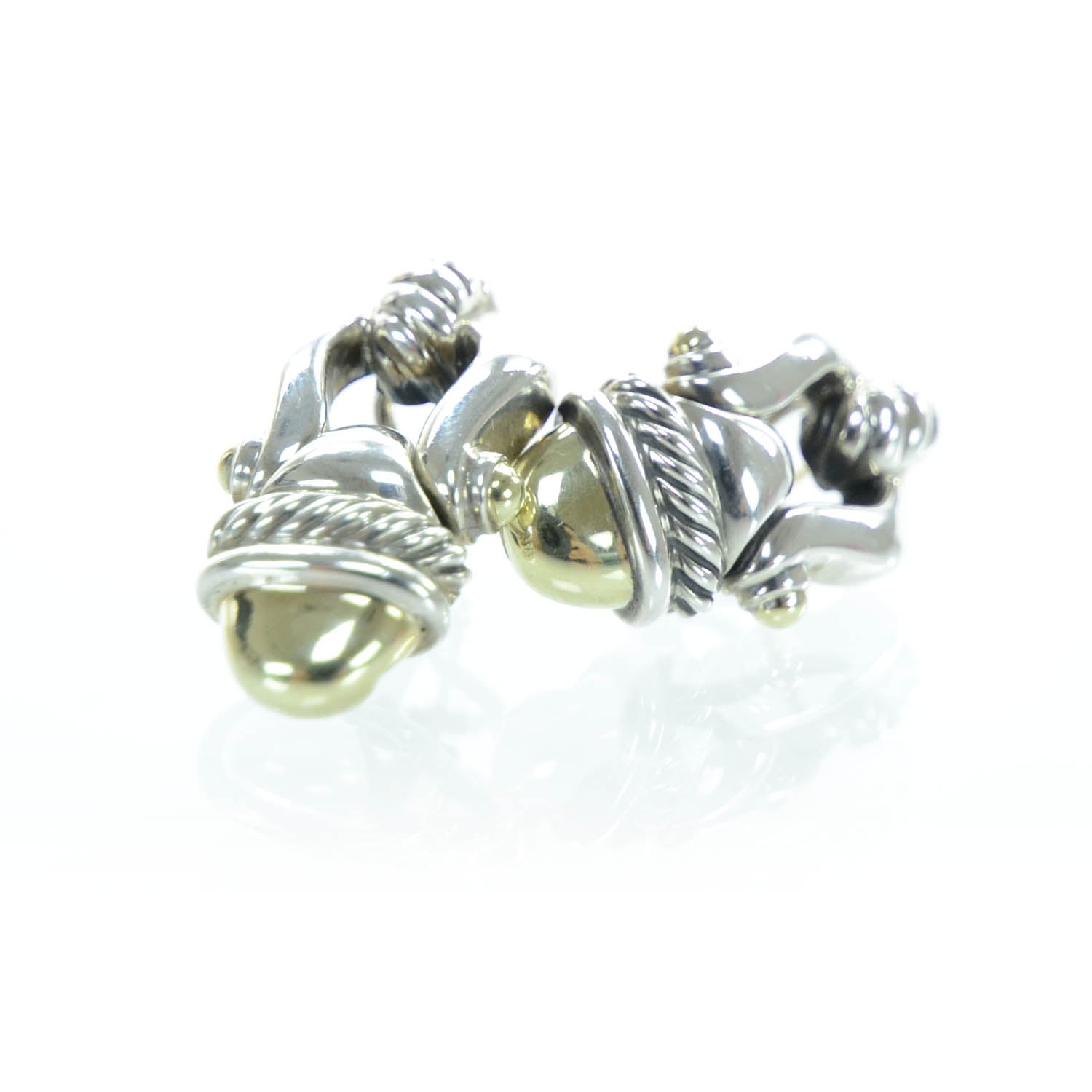 David Yurman 14k Gold and Sterling Silver Buckle Earrings 2 of 4