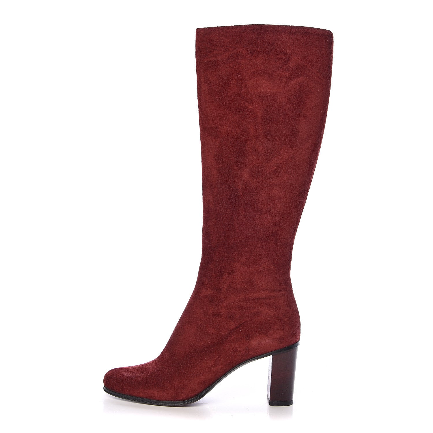 Gucci Suede Interlocking G Knee High Boots 7 Red 1 of 10