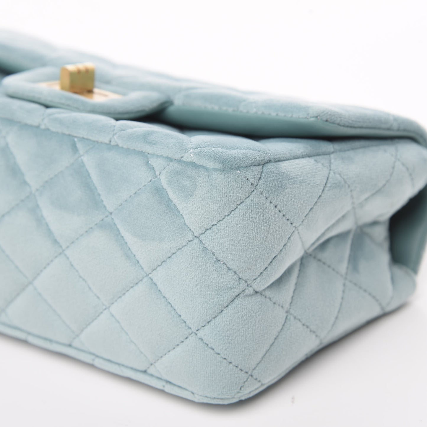 Velvet Quilted Mini 2.55 Reissue Flap Light Blue