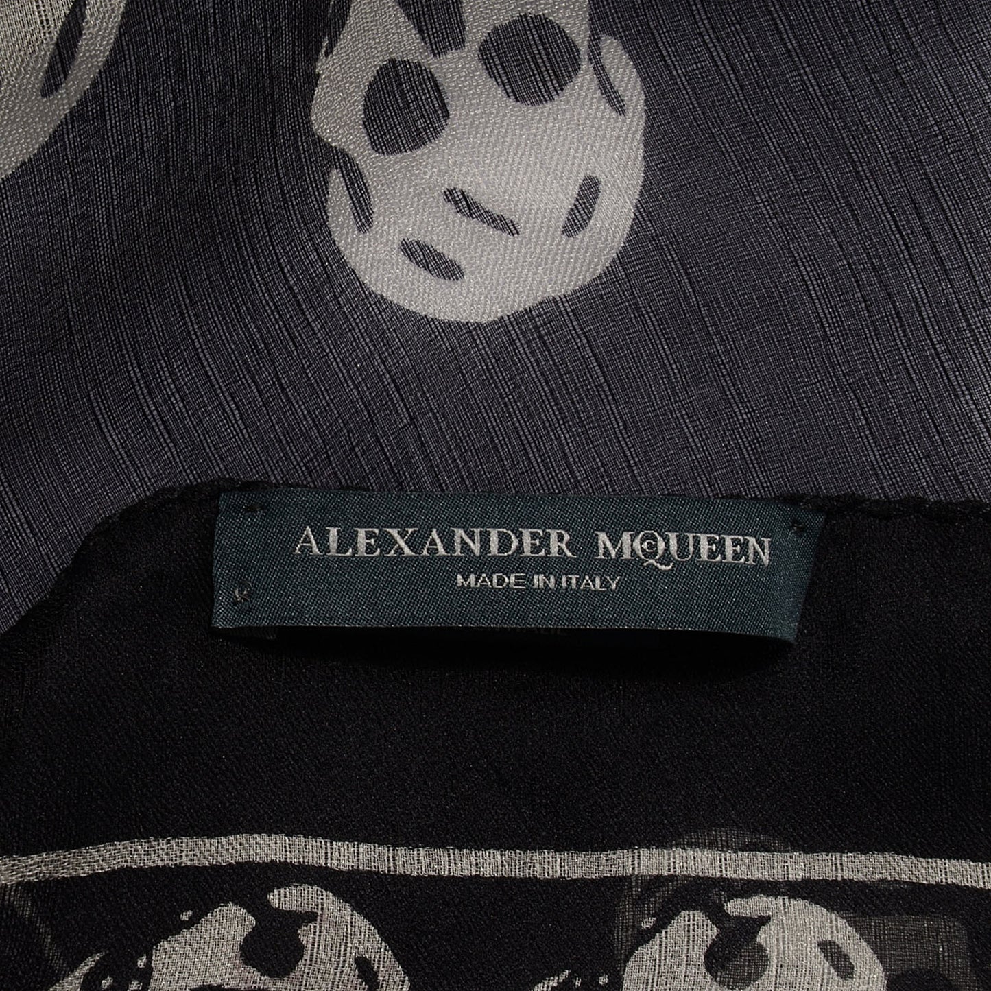Silk Chiffon Skull Scarf Black Ivory