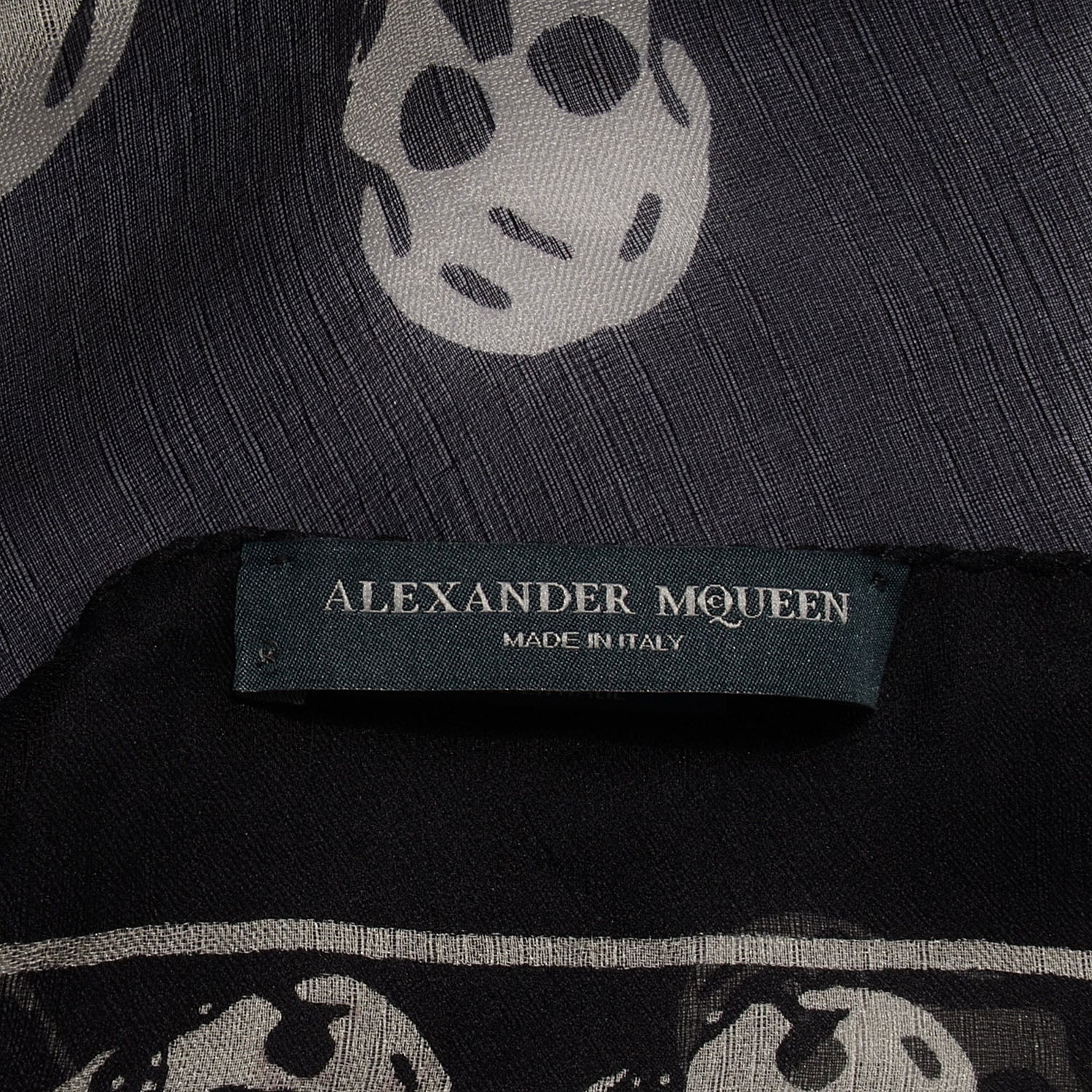 Alexander McQueen Silk Chiffon Skull Scarf Black Ivory 5 of 7
