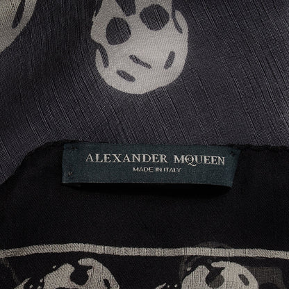 Alexander McQueen Silk Chiffon Skull Scarf Black Ivory 5 of 7