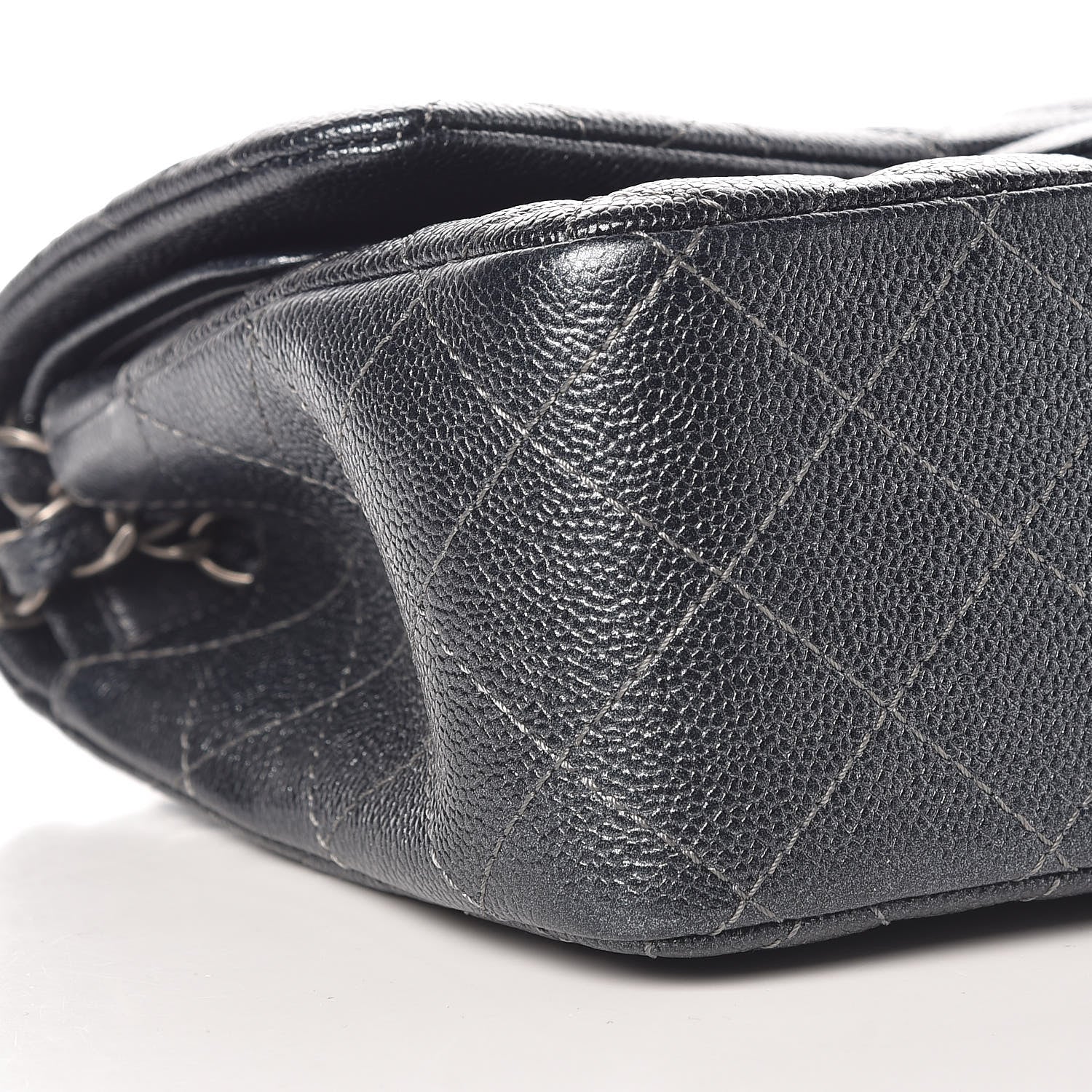 Chanel Pearly Caviar Quilted Jumbo Double Flap Grey 8 of 9