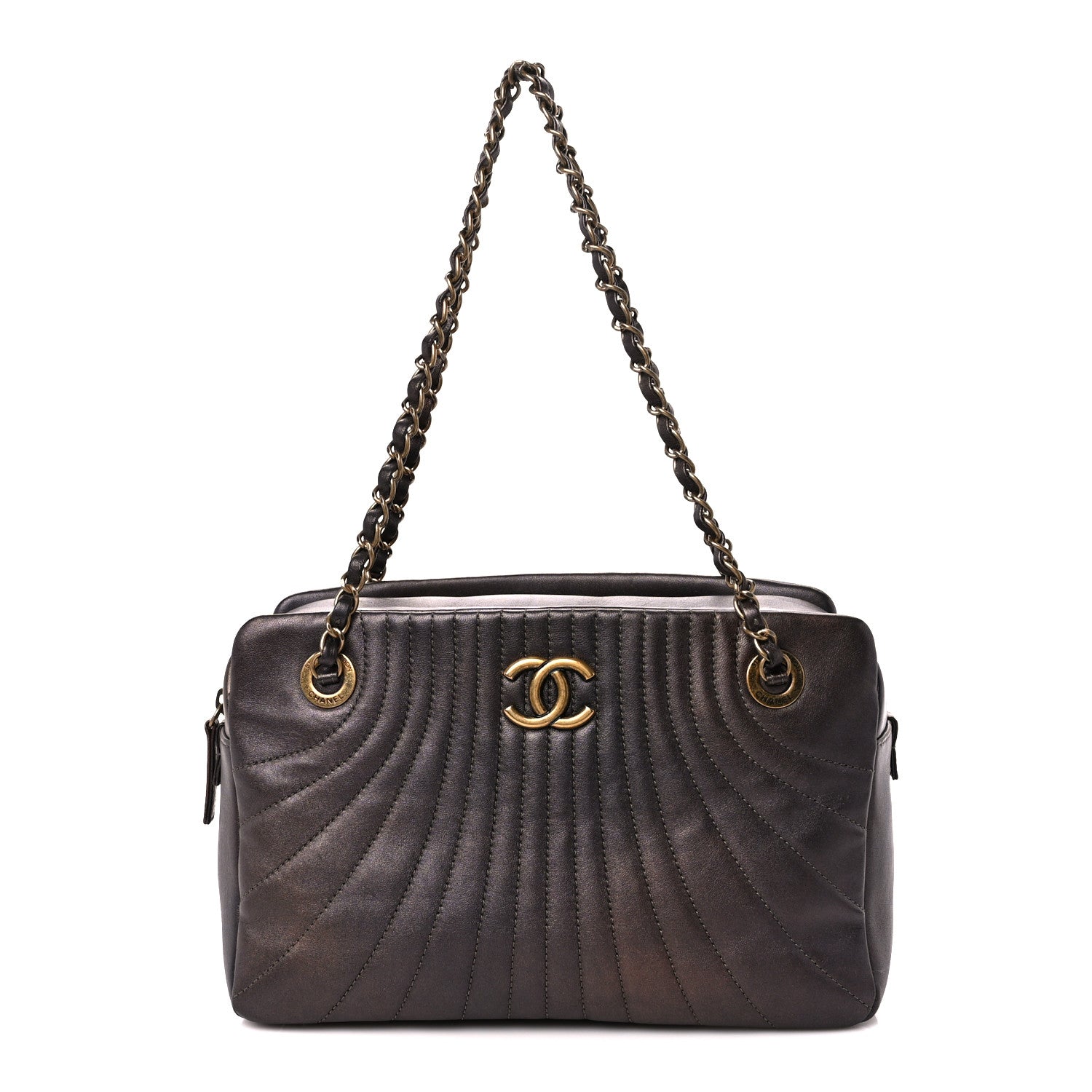 Chanel Metallic Lambskin Paris Shanghai Quilted Tote Kahki 1 of 12