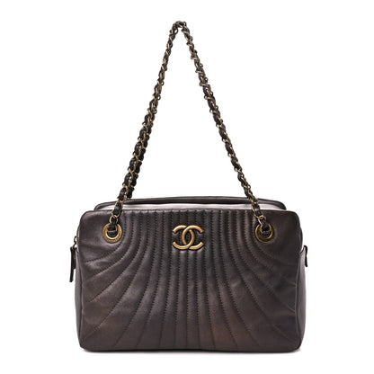 Chanel Metallic Lambskin Paris Shanghai Quilted Tote Kahki 1 of 12