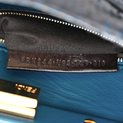 Fendi Python Shiny Nappa Mini Peekaboo Iconic Satchel Blue Jeans 8 of 11