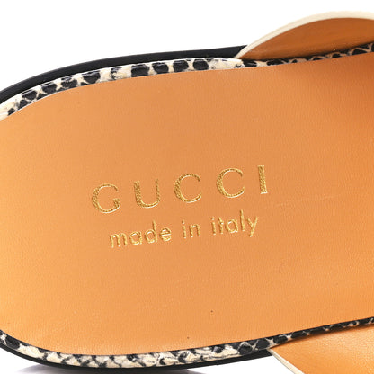 Gucci Calfskin Python Print Mens Horsebit Elektra Sandals 12 Beige Avana 7 of 9