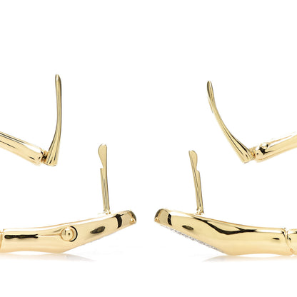 John Hardy 18K Yellow Gold Diamond Bamboo Hoop Earrings 3 of 4