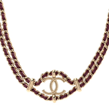 Chanel Metal Lambskin CC Chain Link Necklace Dark Pink 1 of 4