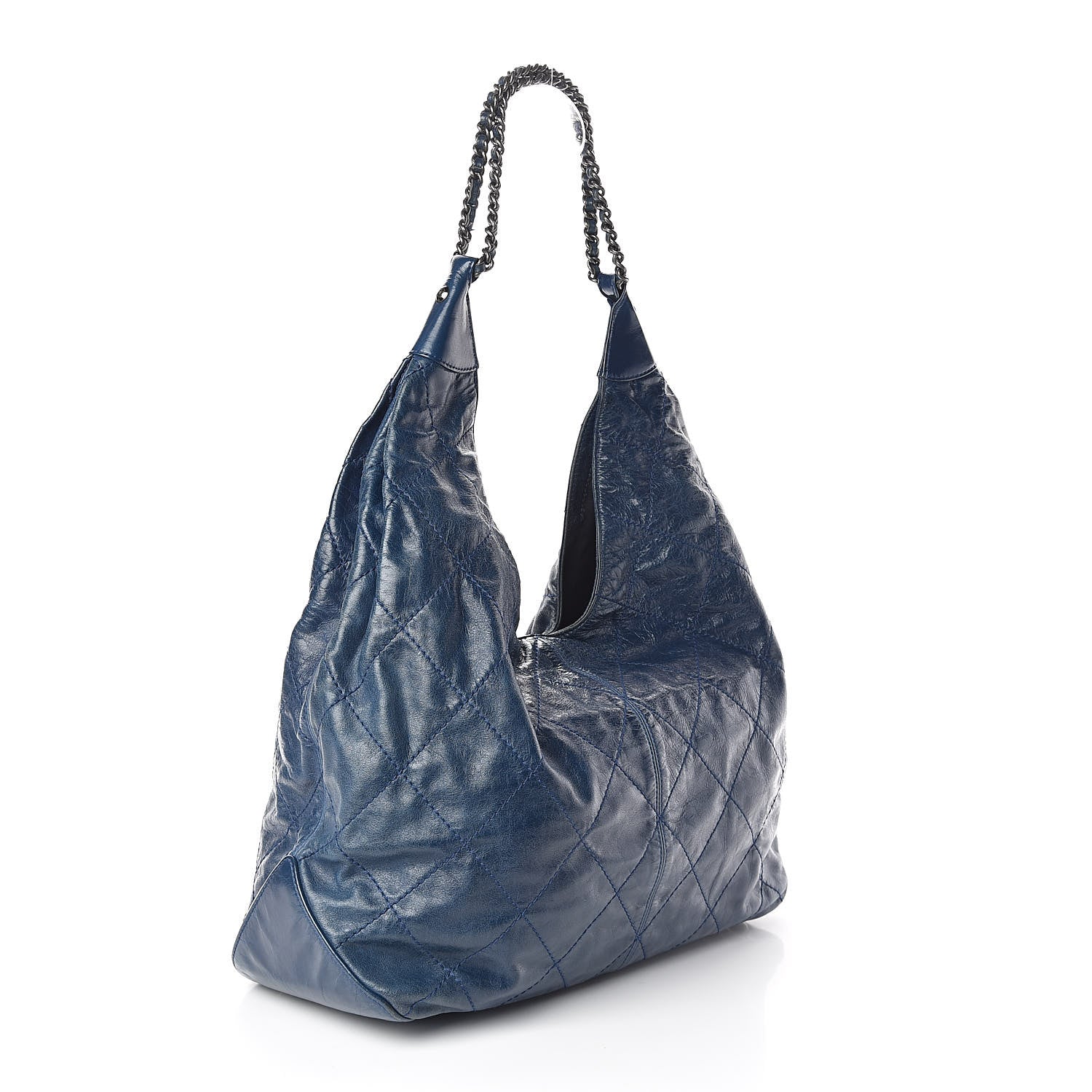 Chanel Aged Calfskin Quilted Coco Supple Hobo Blue 4 of 10