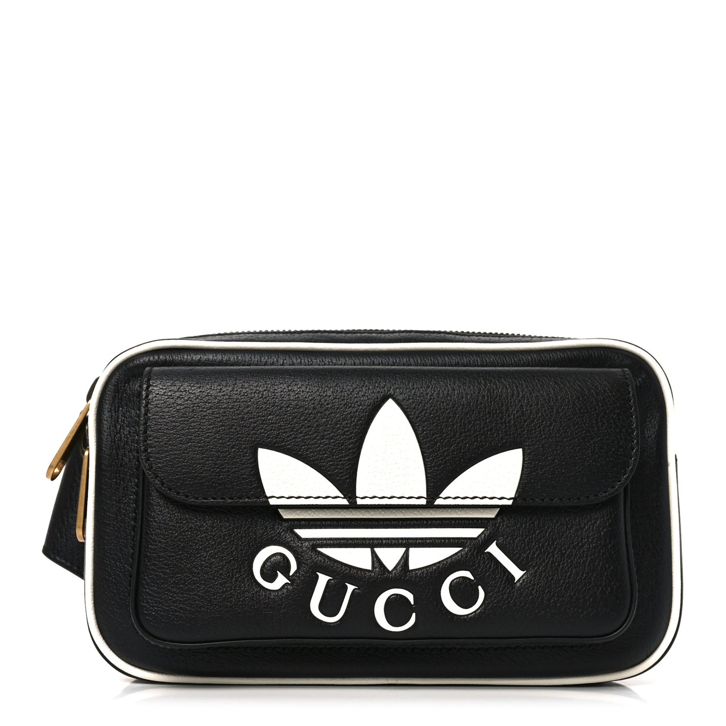 X ADIDAS Textured Dollar Calfskin Belt Bag Black