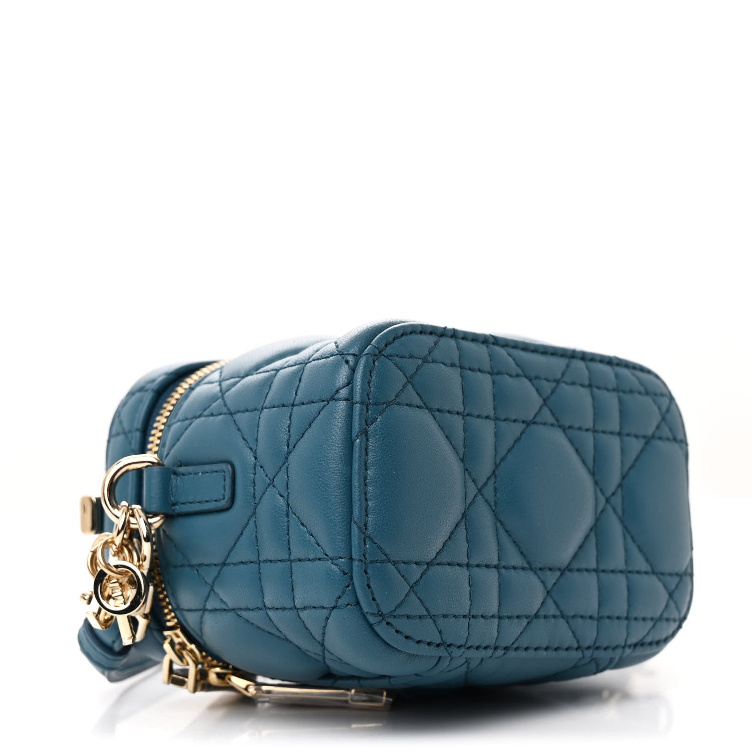 Christian Dior Lambskin Cannage Micro Lady Dior Vanity Case Deep Ocean 4 of 10