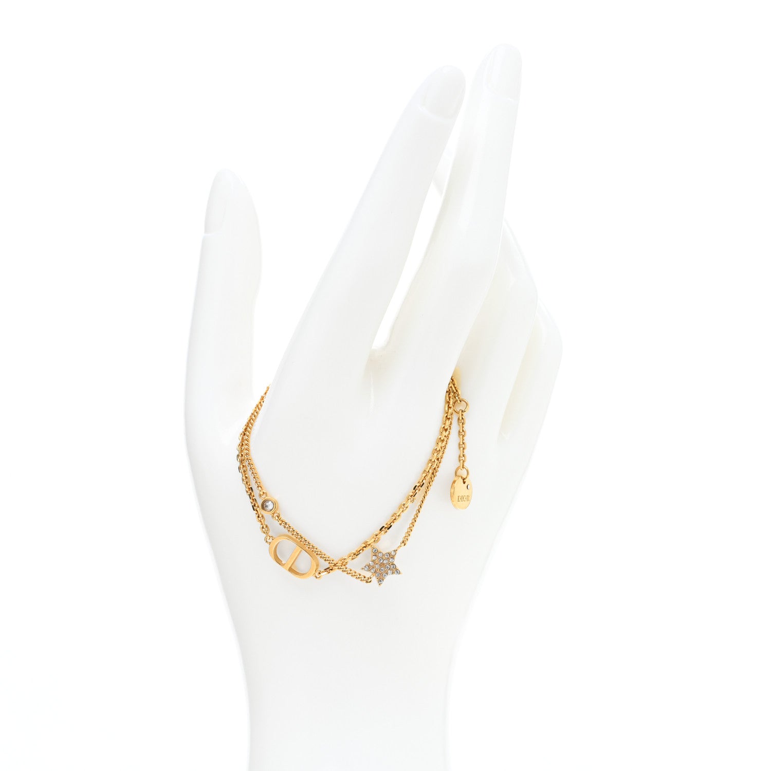 Christian Dior Metal Crystal Petit CD Double Bracelet Gold 2 of 5