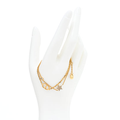 Christian Dior Metal Crystal Petit CD Double Bracelet Gold 2 of 5