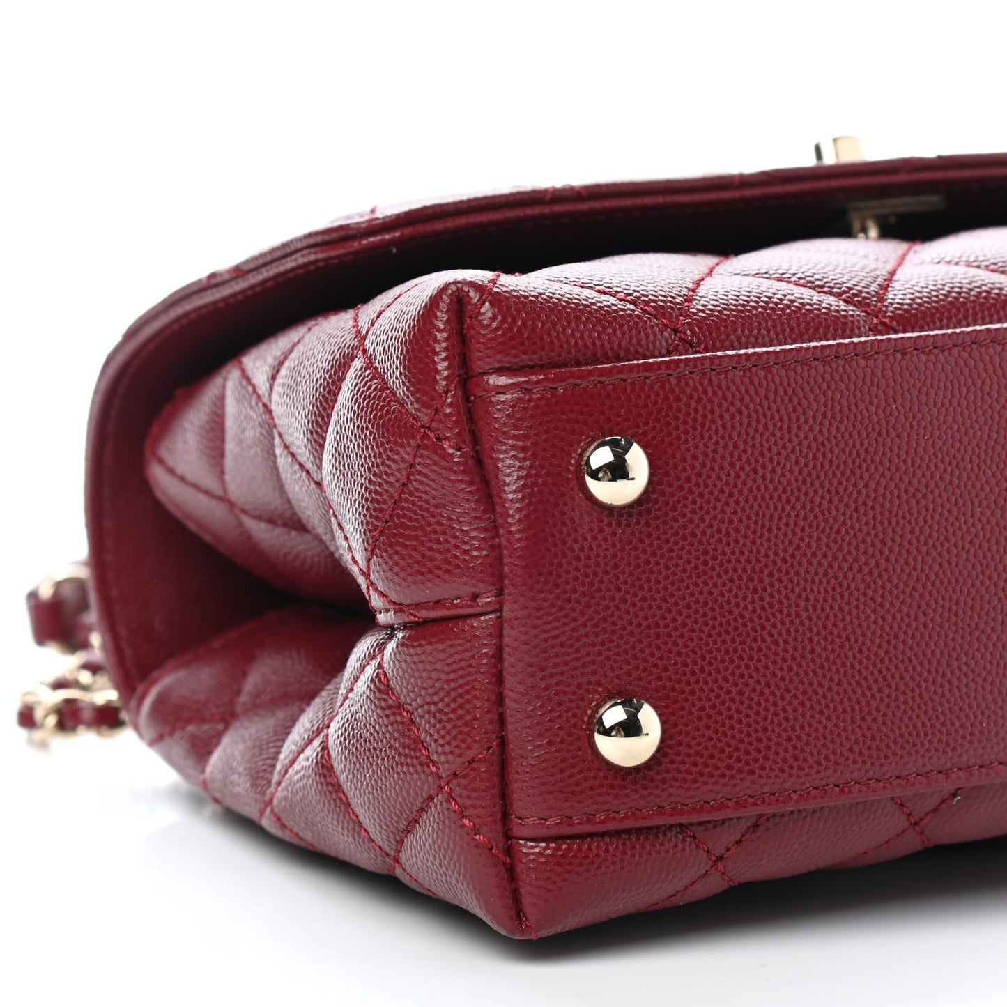 Caviar Lizard Embossed Quilted Mini Coco Handle Flap Burgundy