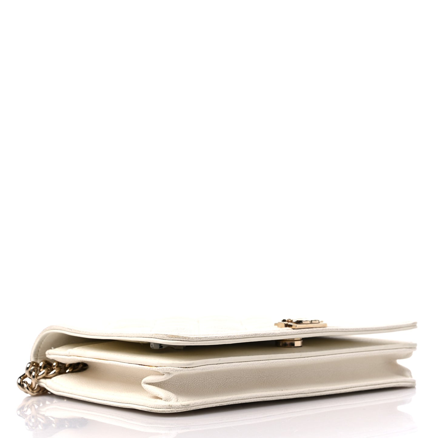 Caviar Quilted Boy Wallet On Chain WOC White