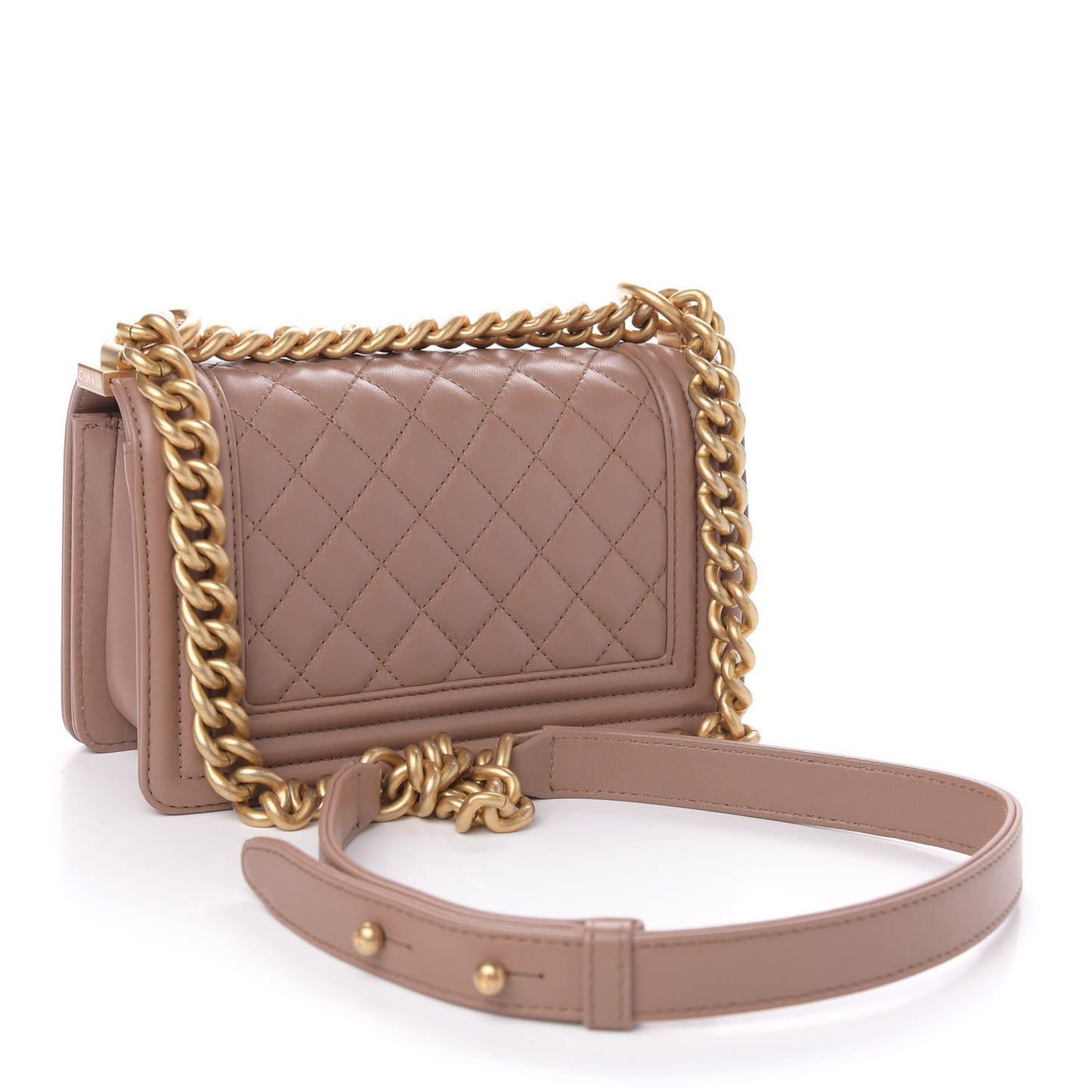 Lambskin Quilted Small Boy Flap Beige