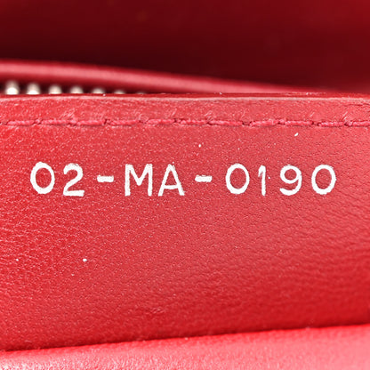 Christian Dior Lambskin Cannage Ruffle Trim Medium Lady Dior Burgundy 8 of 14