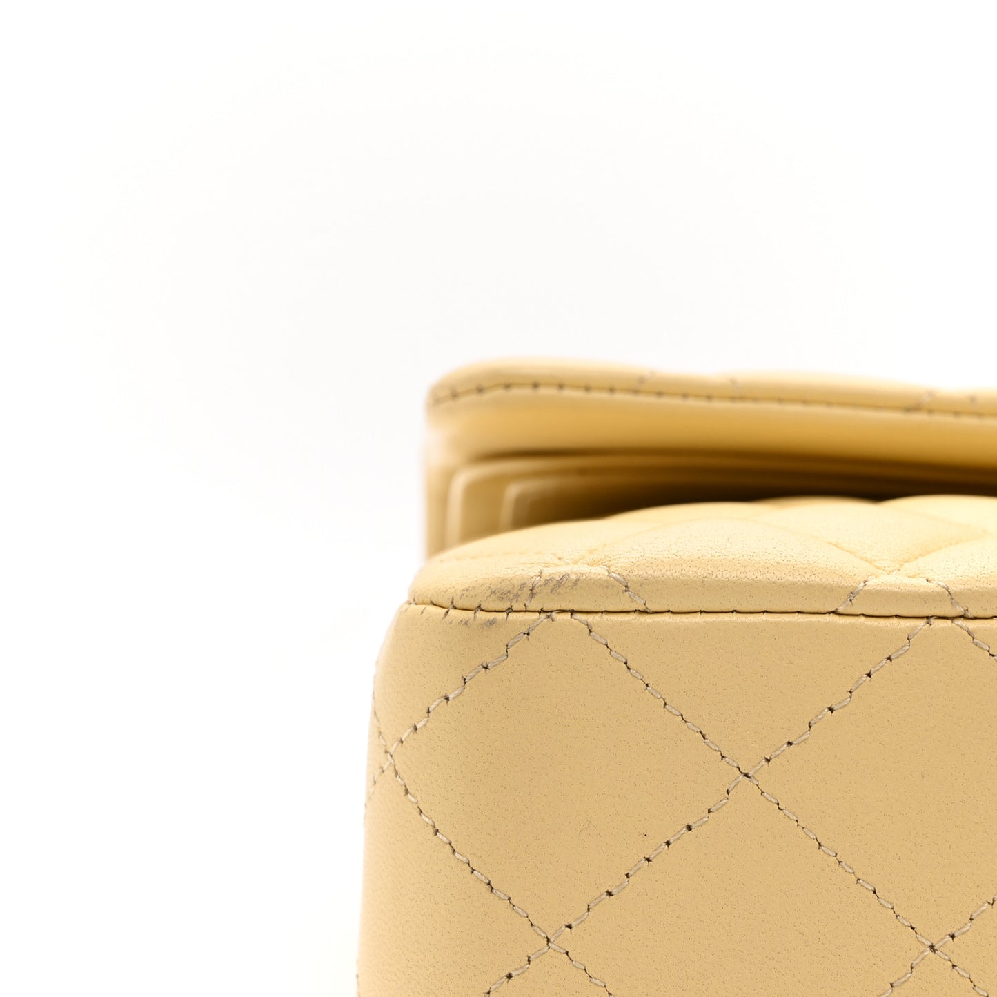 Lambskin Quilted Medium Double Flap Yellow
