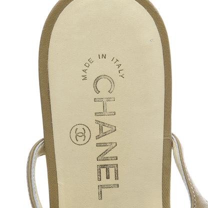 Chanel Lambskin Camellia Thong Sandals 41 Beige 6 of 7