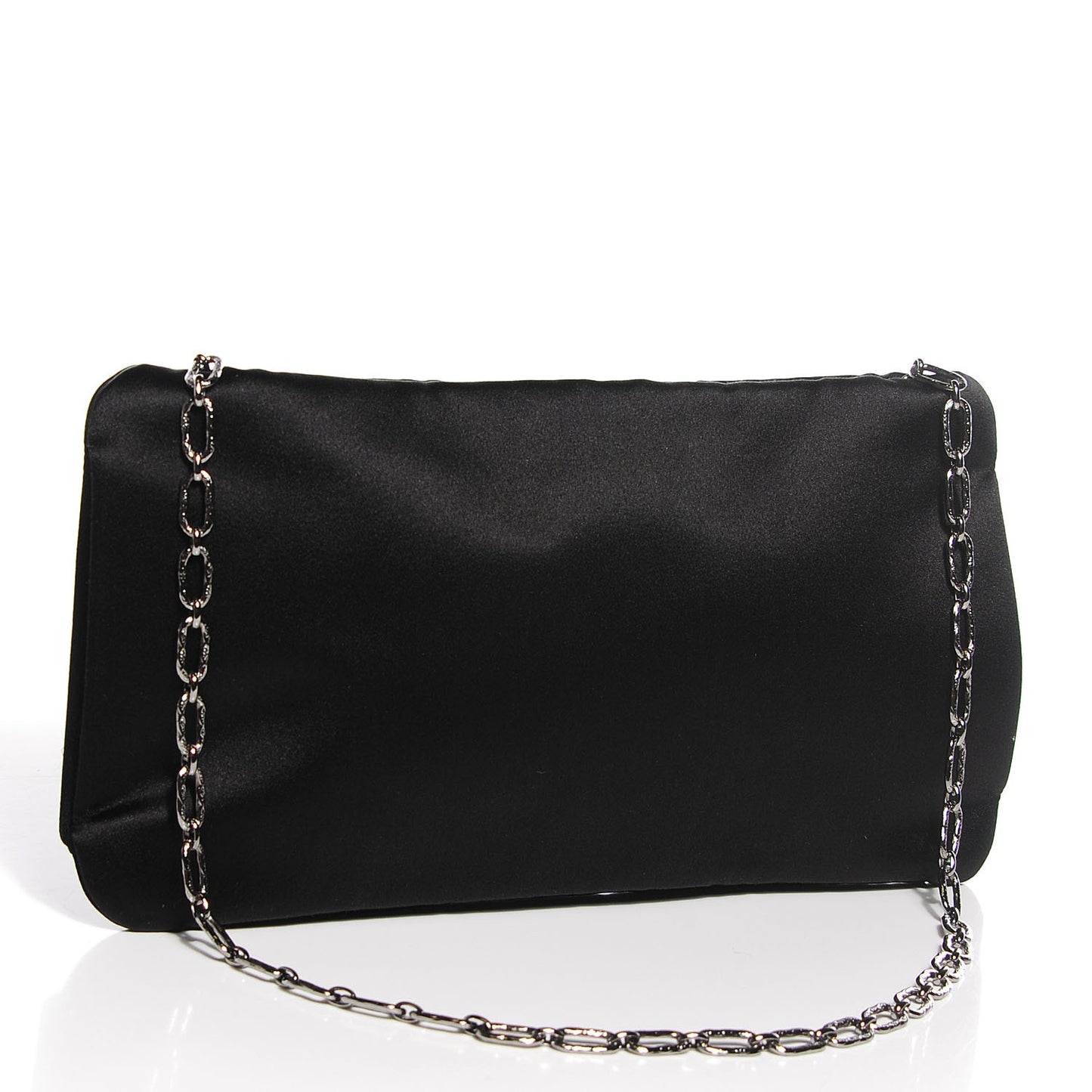 Satin Diamante Evening Clutch Bag Black