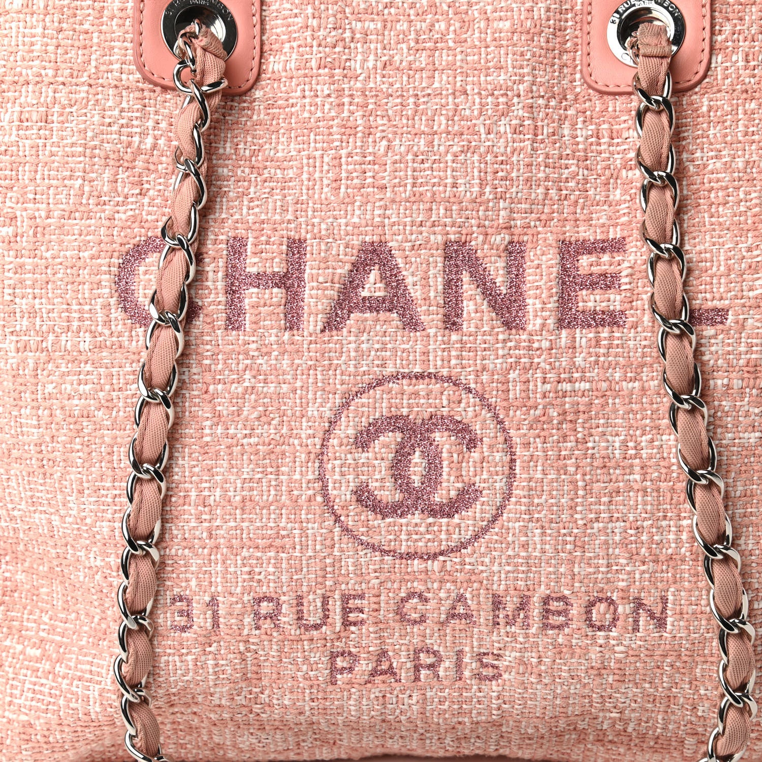 Chanel Canvas Medium Deauville Tote Pink 10 of 10
