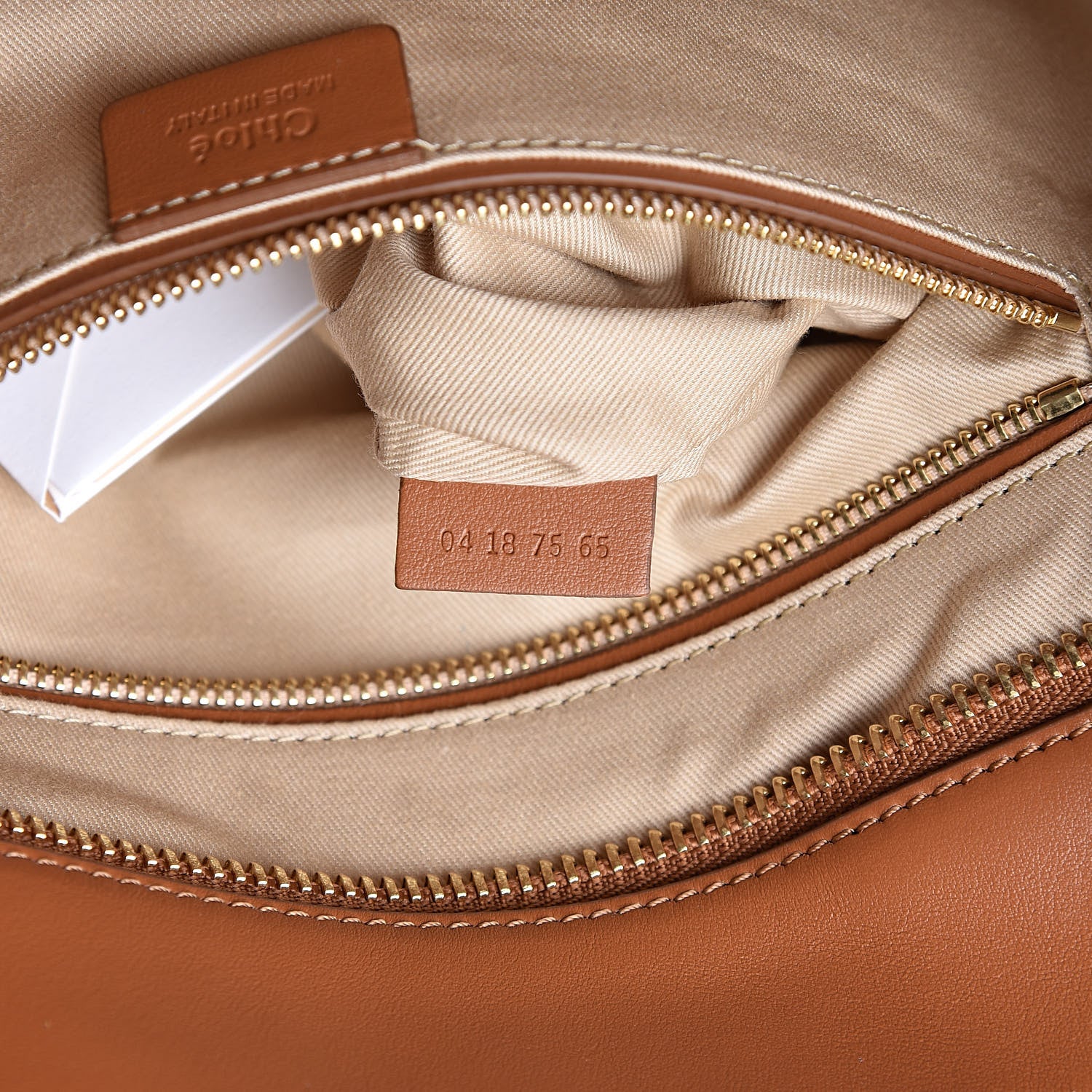 Chloe Smooth Calfskin Little Horses Embroidered Tao Zipped Tote Caramel 7 of 10
