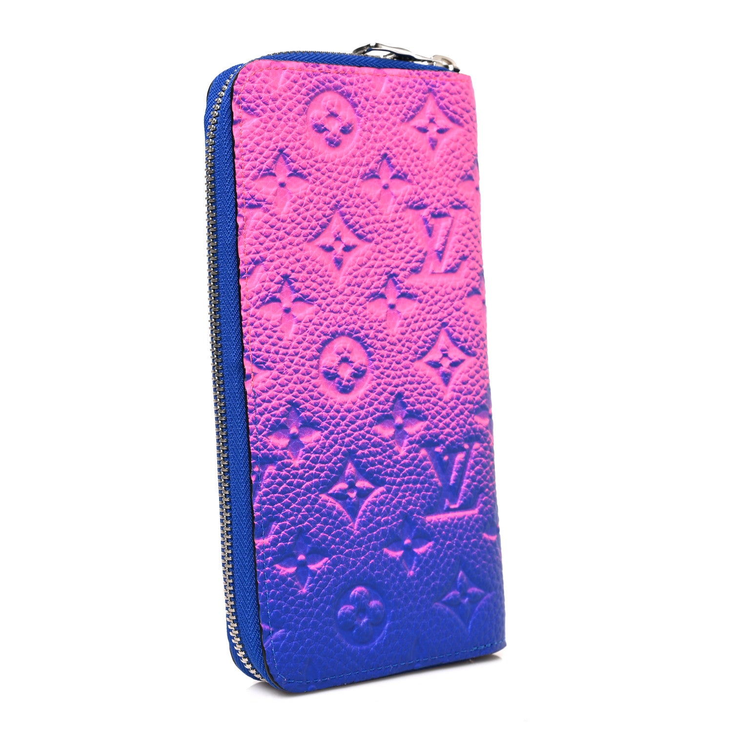 Louis Vuitton LOUIS VUITTON Taurillon Illusion Zippy Vertical Wallet Bleu Rose 3 of 6