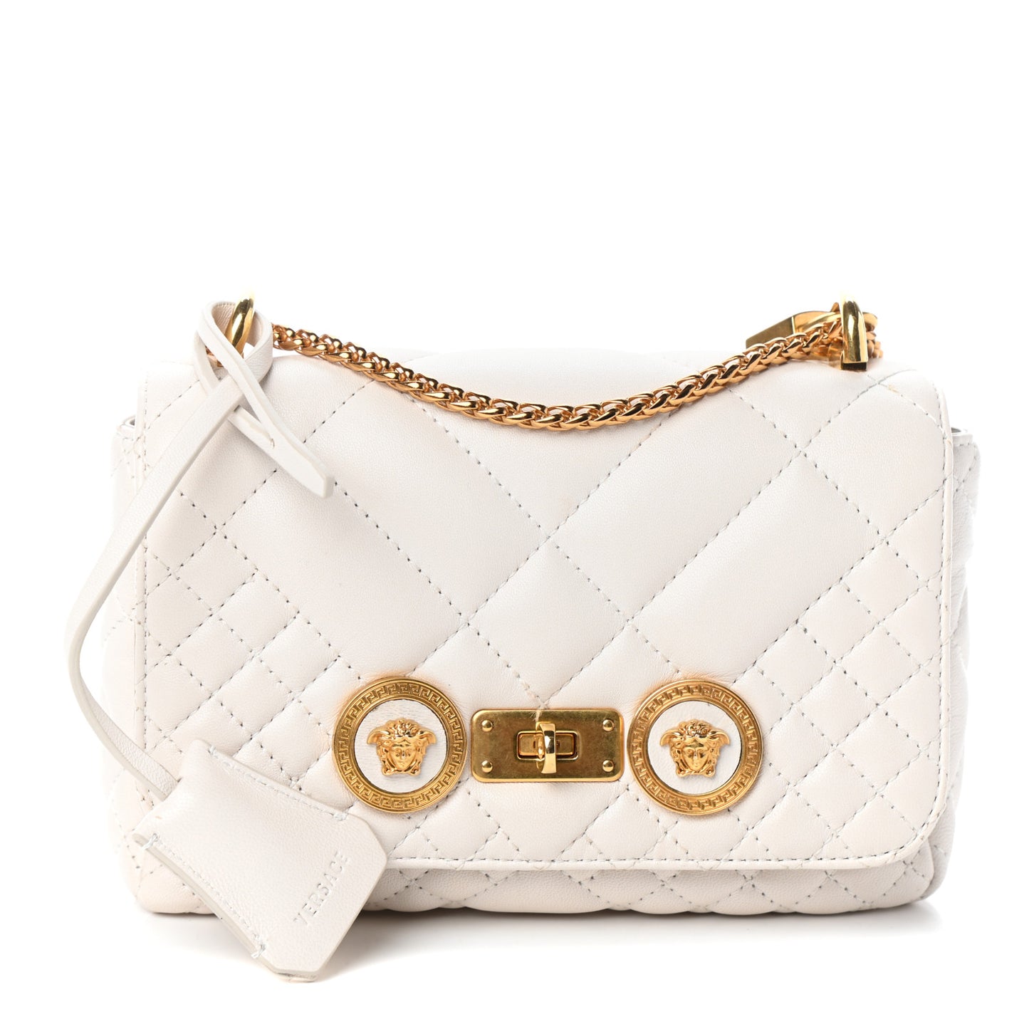 Nappa Quilted Icon Shoulder Bag White