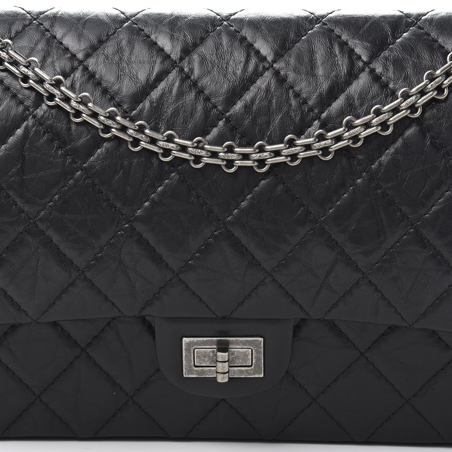 Aged Calfskin Quilted 2.55 Reissue 226 Flap Black