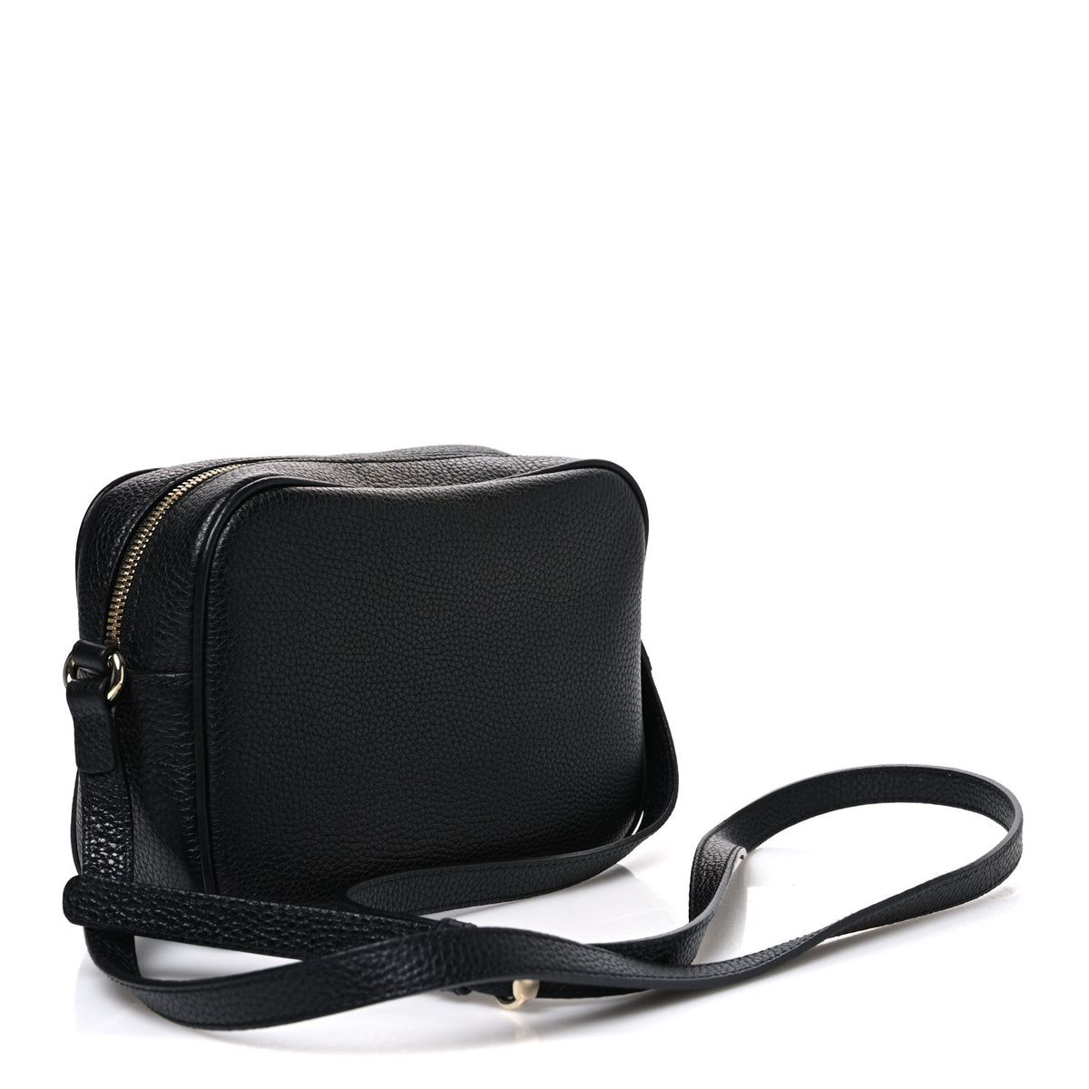 Pebbled Calfskin Small Soho Disco Bag Black