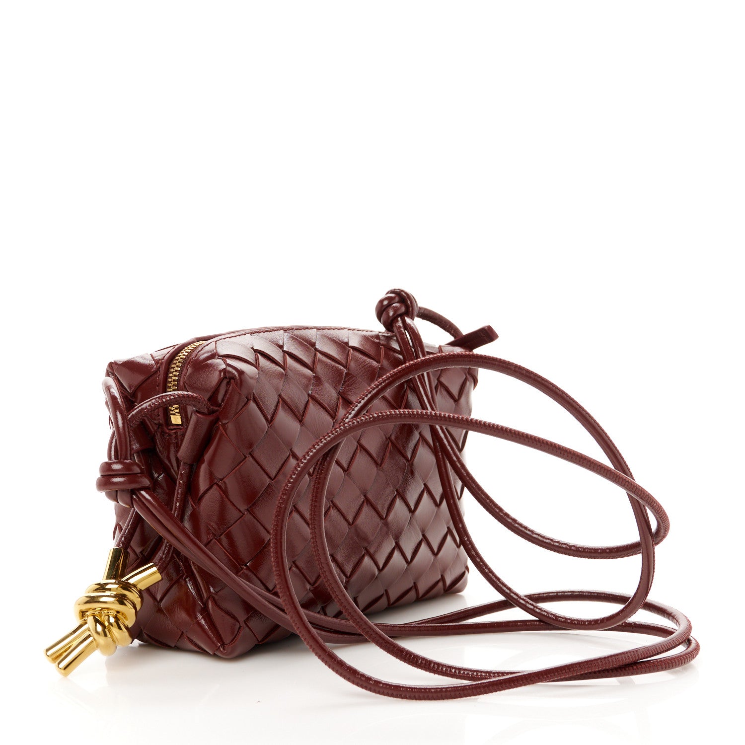 Bottega Veneta Polished Nappa Intrecciato Knot Mini Loop Camera Bag Madder Brown 3 of 9
