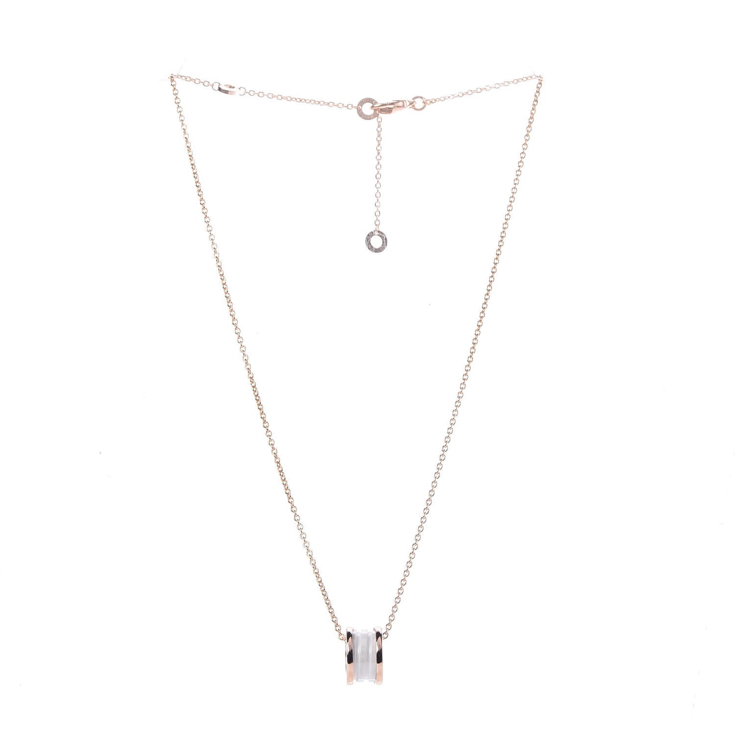 18K Rose Gold White Ceramic B.Zero1 Pendant Necklace