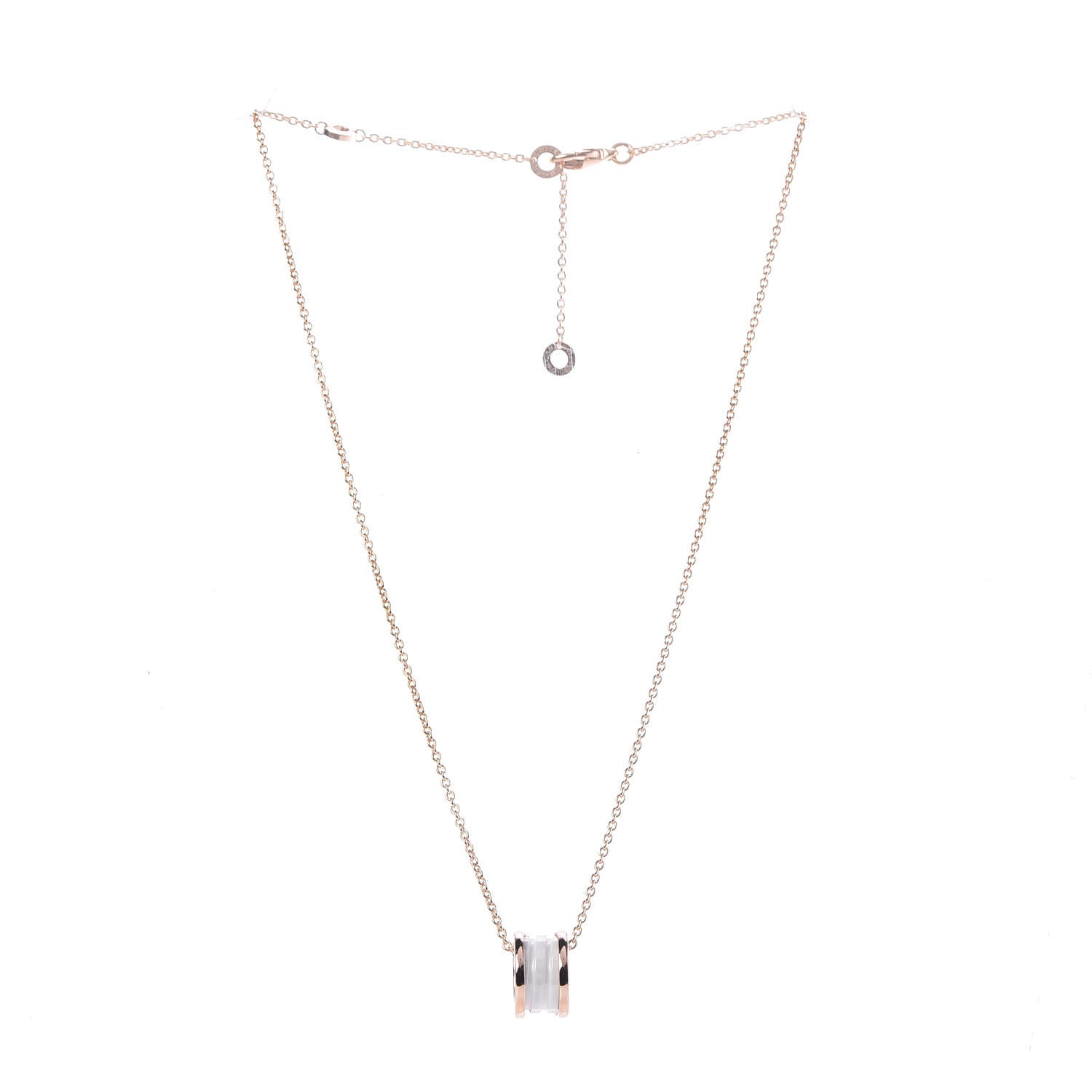 Bulgari 18K Rose Gold White Ceramic B.Zero1 Pendant Necklace 3 of 7