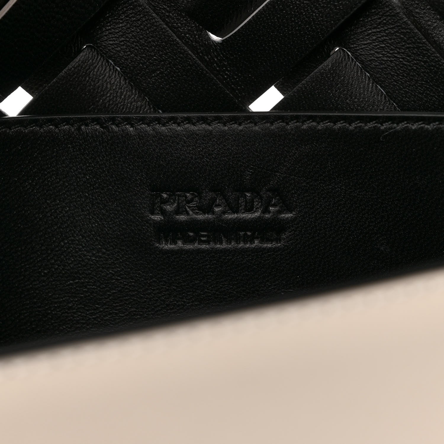 Prada Vitello Intreccio Tress Shoulder Bag White Black 6 of 10