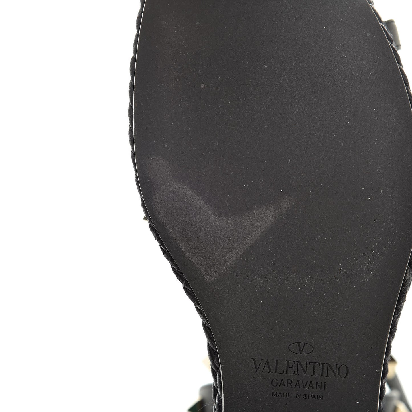 Calfskin Rockstud Ankle Strap Torchon Espadrille 25/95mm Wedge Sandals 36 Black