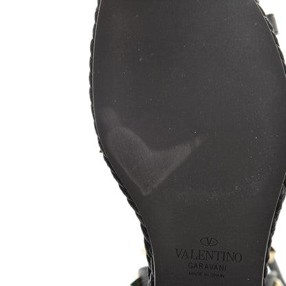 Valentino Garavani Calfskin Rockstud Ankle Strap Torchon Espadrille 25/95mm Wedge Sandals 36 Black 8 of 10