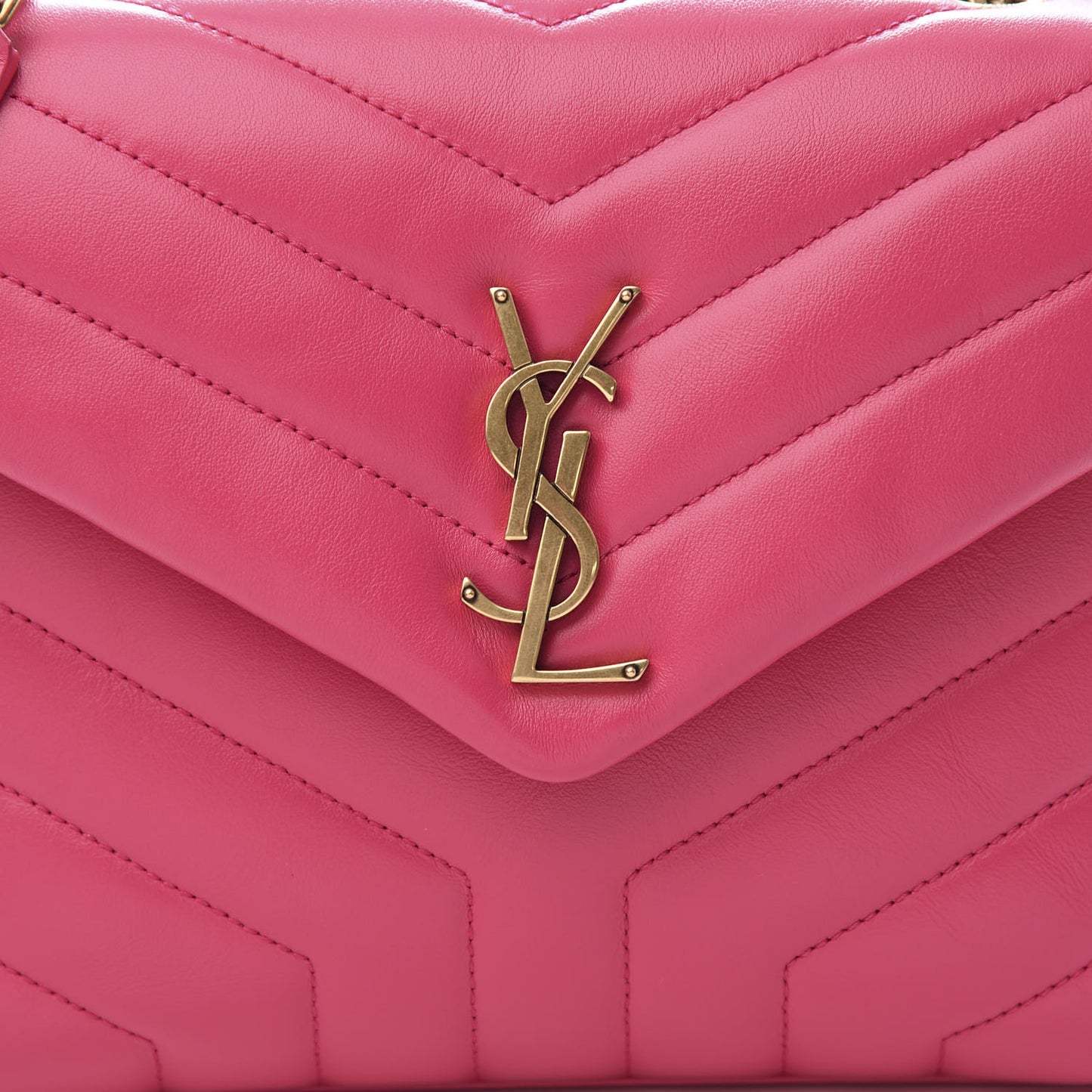 Calfskin Y Quilted Monogram Small Loulou Chain Satchel Fresh Fuchsia