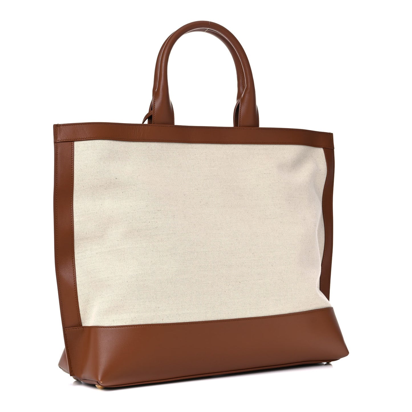 Calfskin Linen Two Tone Cabas Tote Beige
