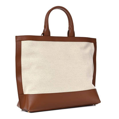 Saint Laurent Calfskin Linen Two Tone Cabas Tote Beige 3 of 12
