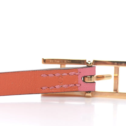 Hermes Swift Behapi Double Tour Reversible Bracelet S Rose Azalee Orange Poppy 4 of 5
