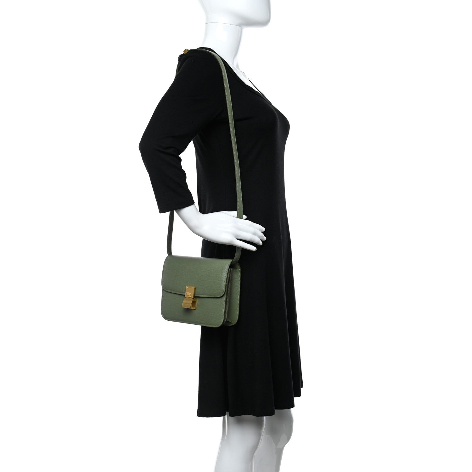 Celine Liege Calfskin Teen Classic Box Flap Bag Light Khaki 2 of 10