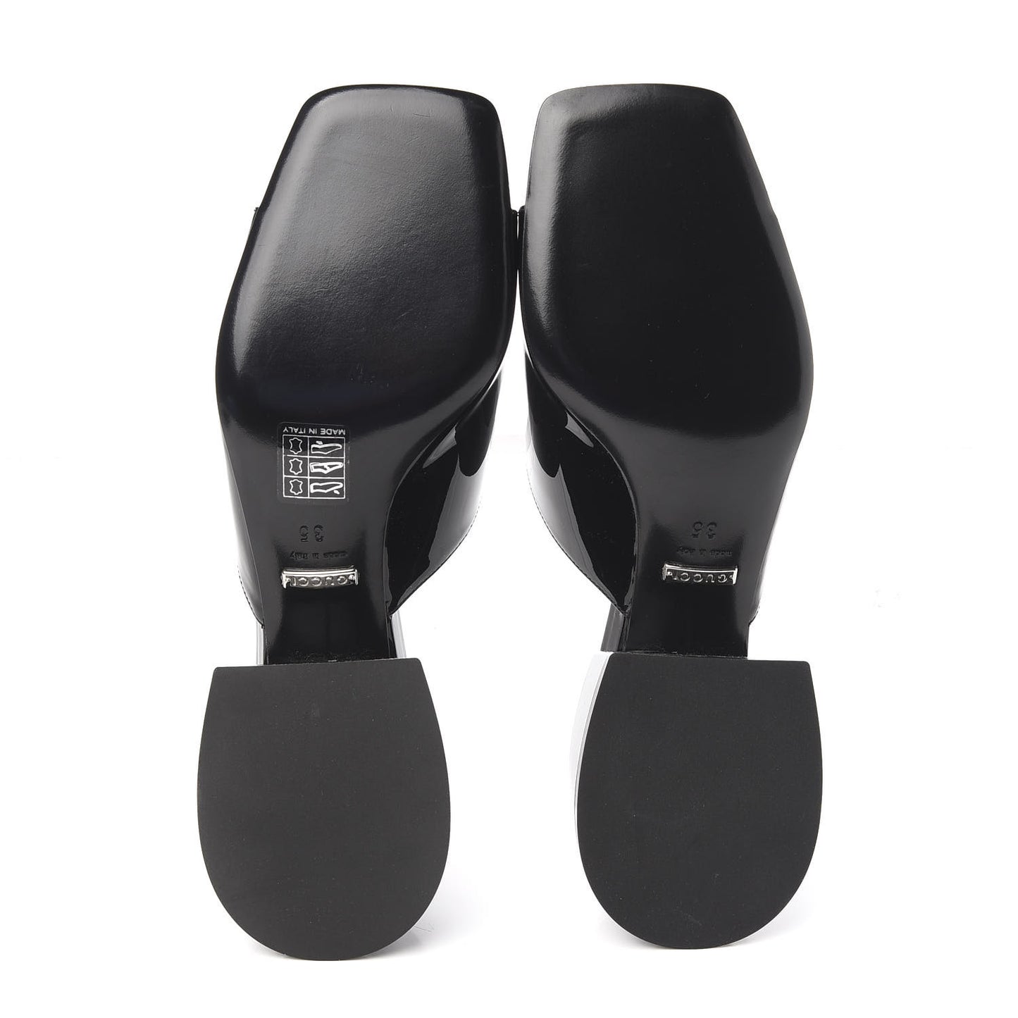 Patent Lexi Horsebit Mid-Heel Slide Sandals 35 Black
