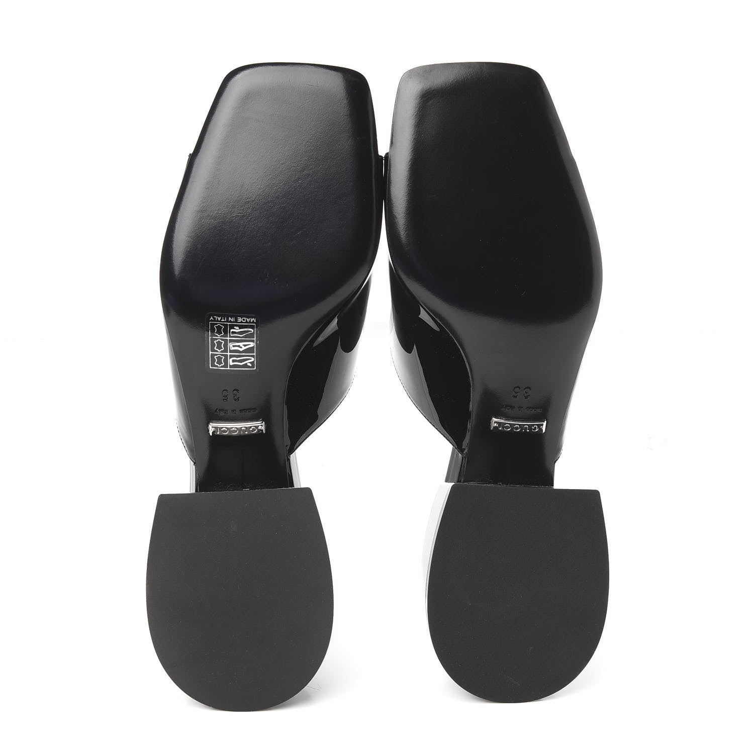 Gucci Patent Lexi Horsebit Mid-Heel Slide Sandals 35 Black 5 of 10