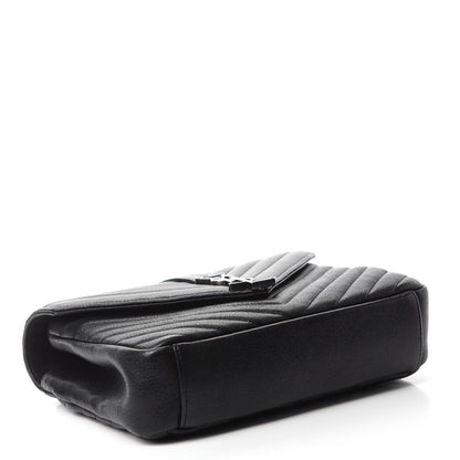 Saint Laurent Sheepskin Matelasse Chevron Monogram Medium College Bag Black 4 of 13