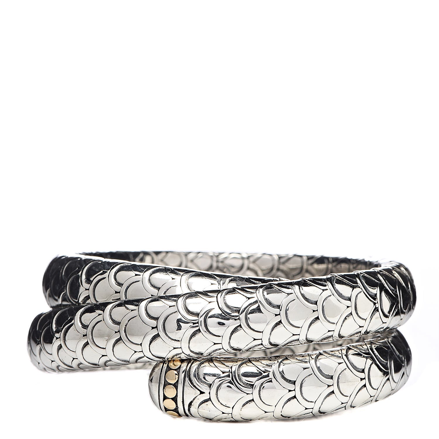 John Hardy Sterling Silver 18K Yellow Gold Naga Triple Wrap Bracelet 1 of 5