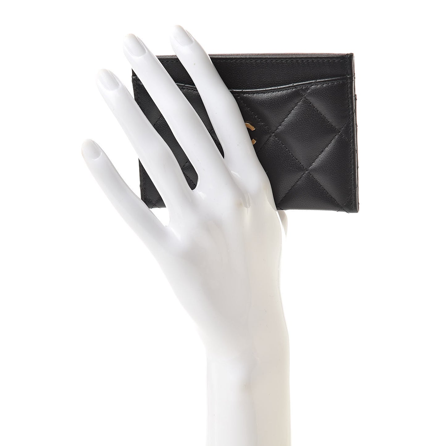 Lambskin Quilted Card Holder Black