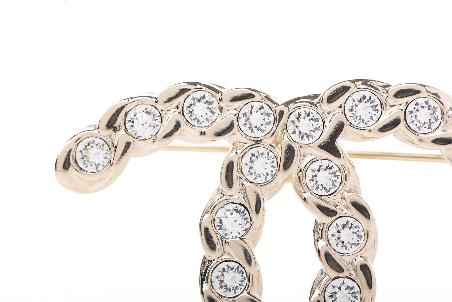 Crystal CC Brooch Light Gold
