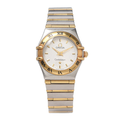 Omega Stainless Steel 18K Yellow Gold 25mm Constellation Quartz Watch White 1272.30.00 1 of 6