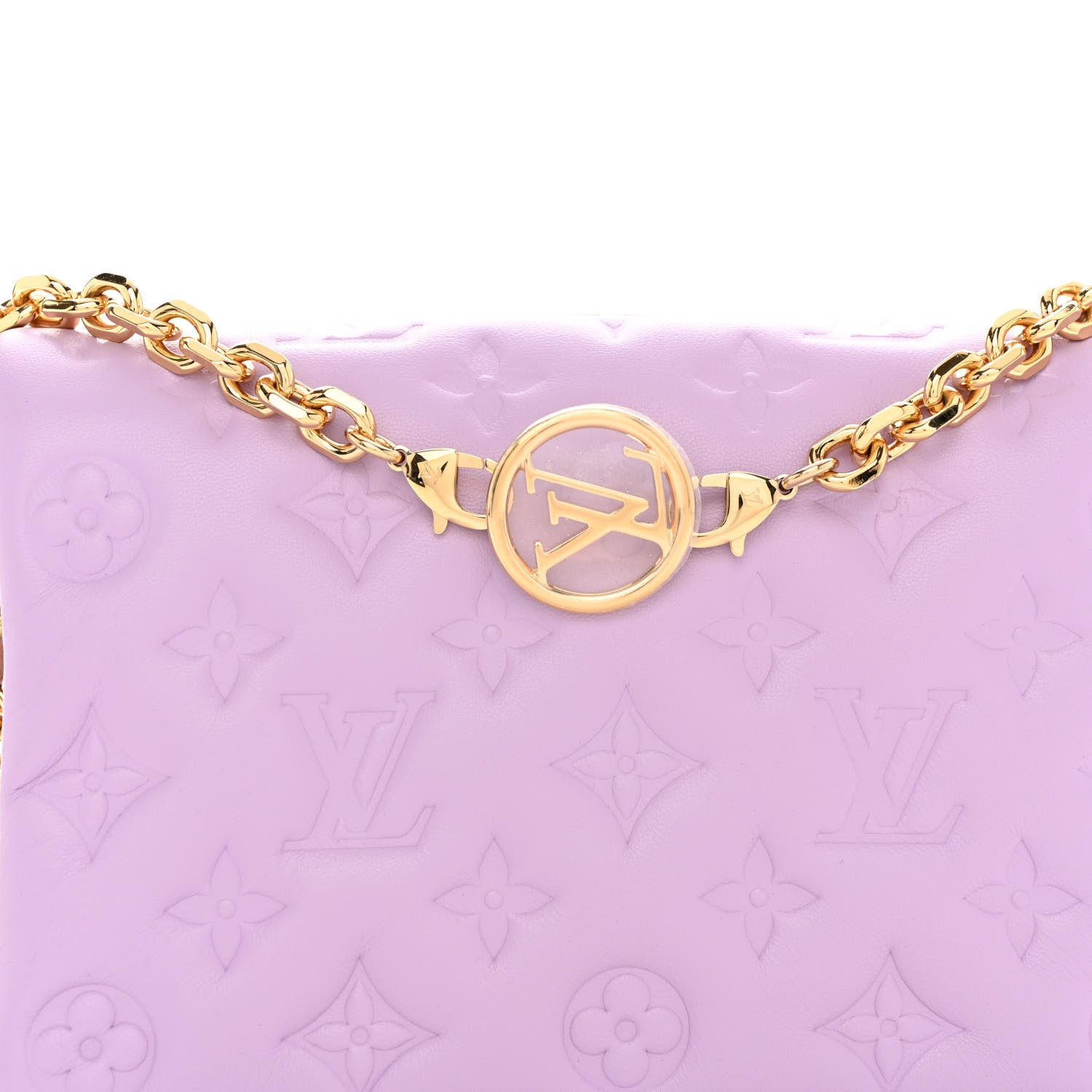 Louis Vuitton Lambskin Embossed Monogram Pochette Coussin Parme 8 of 10